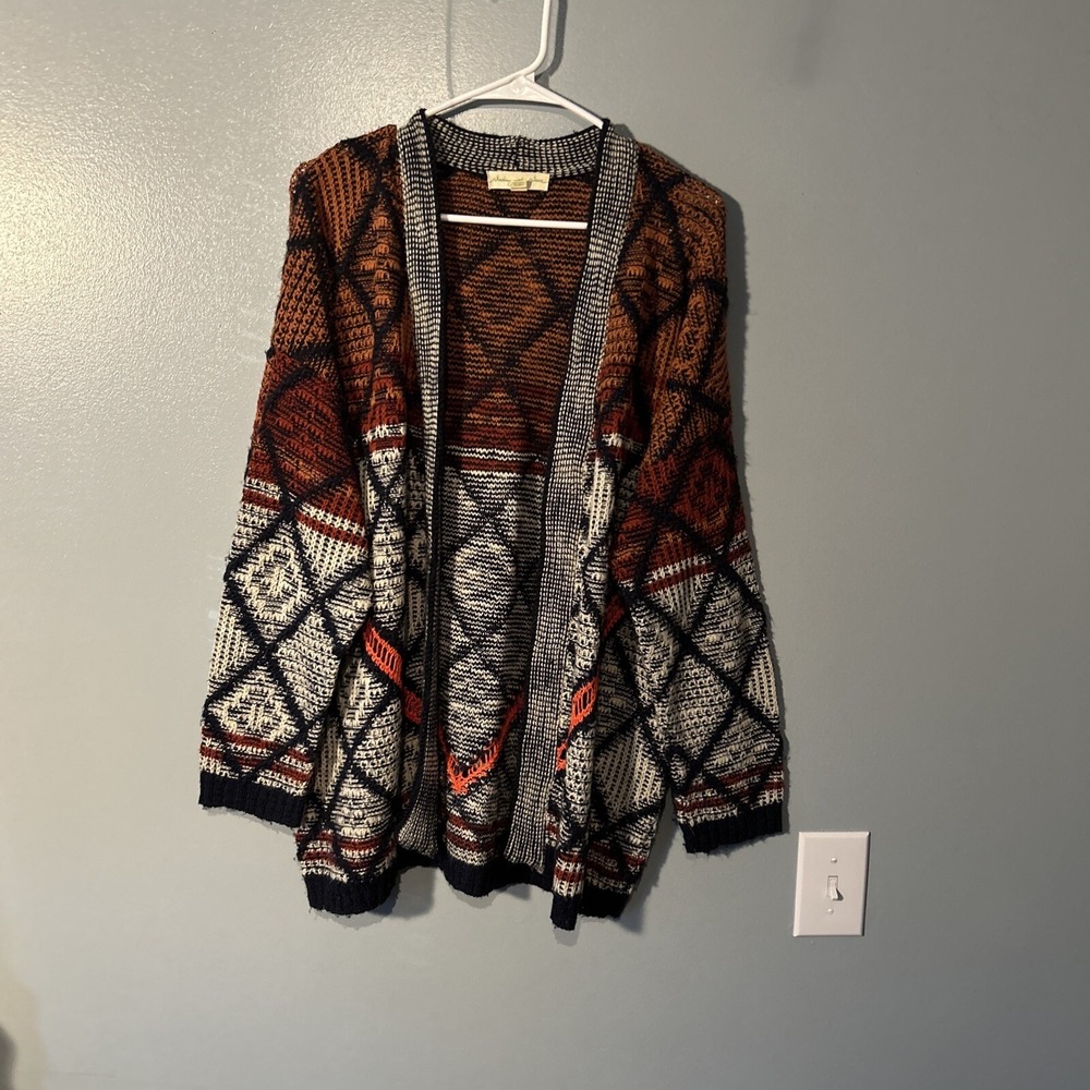 Aztec Print Open Front Knit Cardigan Staring At Stars Size Medium